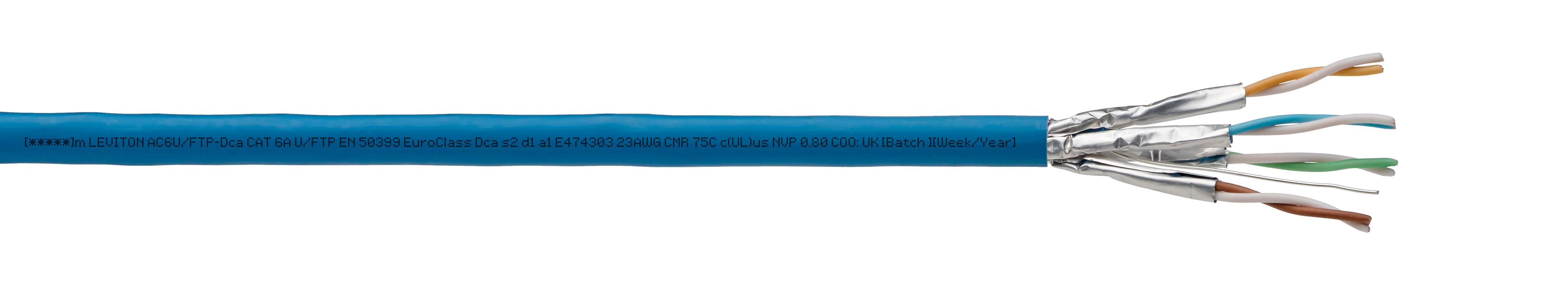 LEVITON - Câble Cat6a UFTP 2X4P - Dca - Bleu - Touret 500m