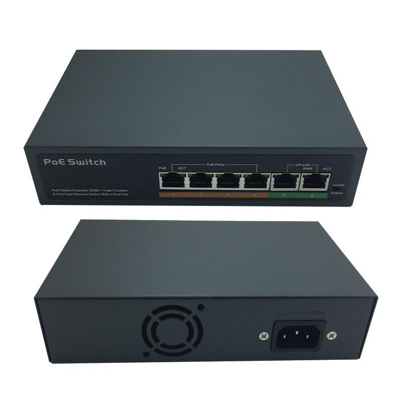 UPTEC VIEW - Switch PoE 4ports 65W 100Mb 100m-10Mb 250m +2P 100Mb EOL