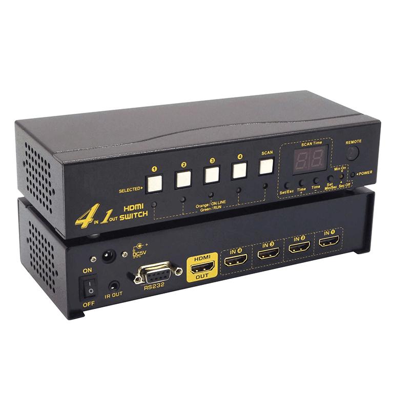 Commutateur HDMI 1080p 4 IN 1 OUT -RS232/télécommande - Métal - EOL