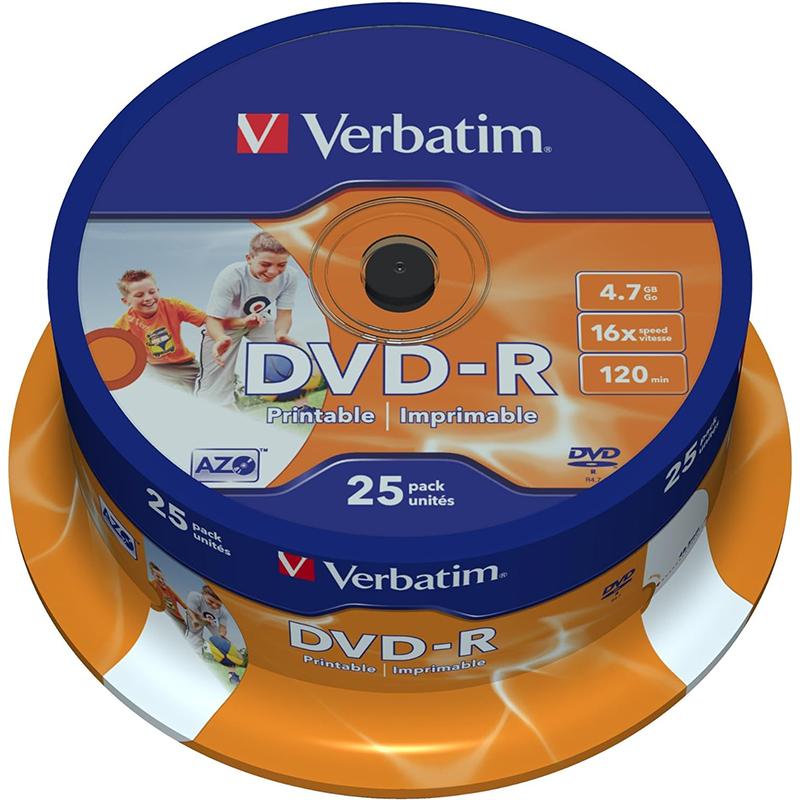 DVD-R 4.7GB/120Min/16x Cakebox (25 Disc) 43538 EOL
